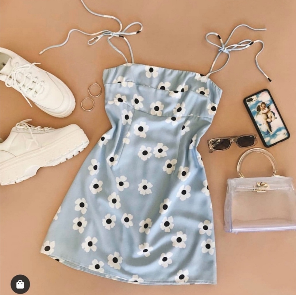 Princess Polly Baby Blue Floral Dare Me Dress